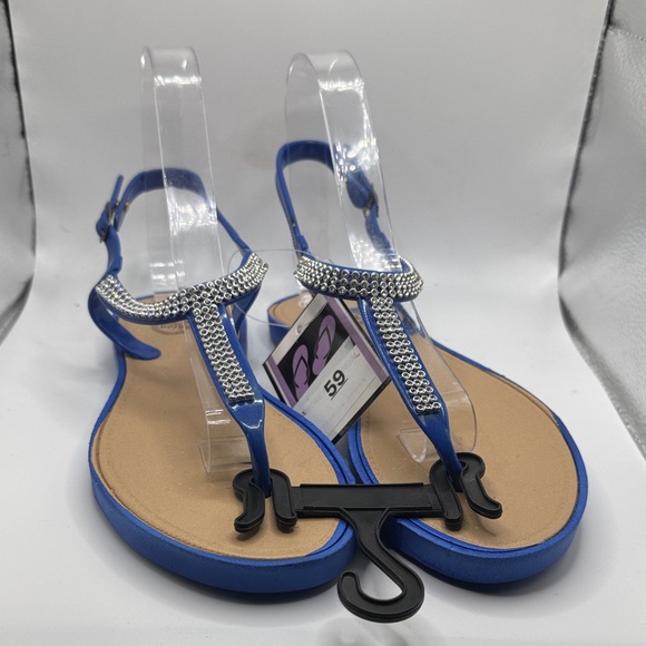 FASHION Blue Jelly Sandals with Rhinestone Detailing NWT Sz 7 beach pool summer - Picture 1 of 6